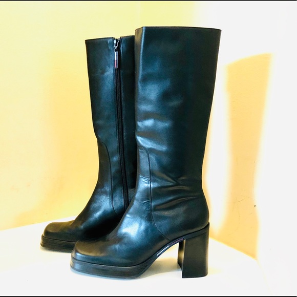 Tommy Hilfiger Shoes - Tommy Hilfiger Vintage Tall Black Leather Boots
